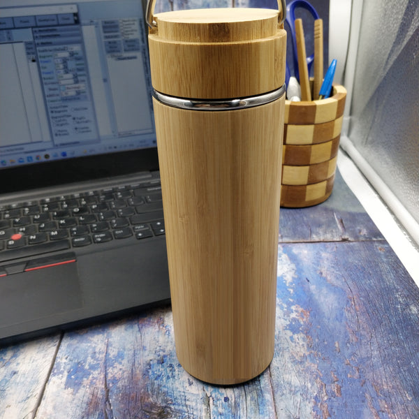 Personalized Eco Friendly Bamboo Stainless Steel Tumbler. Thermos